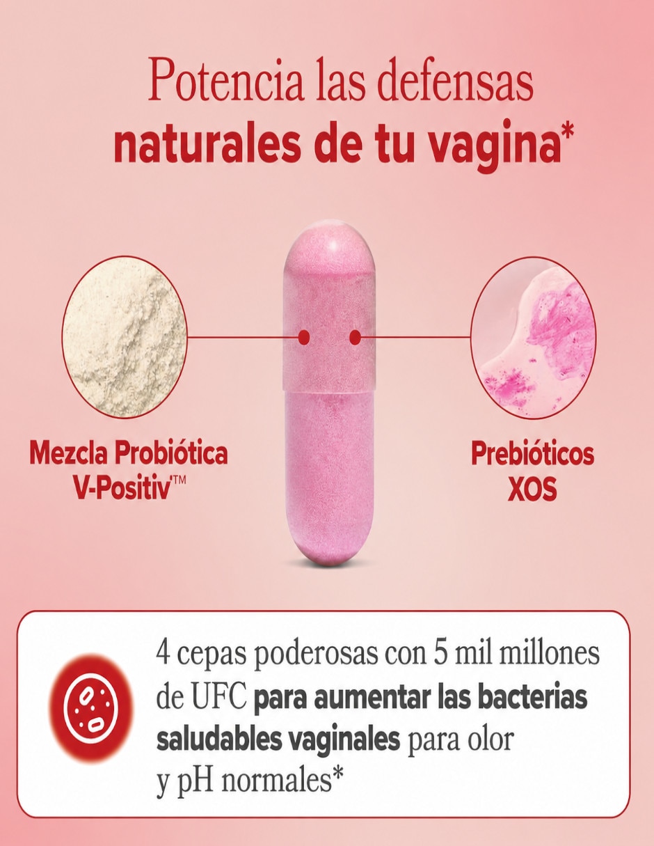 URO Probióticos vaginales para mujeres O Positiv con Lactobacilos 60 cápsulas