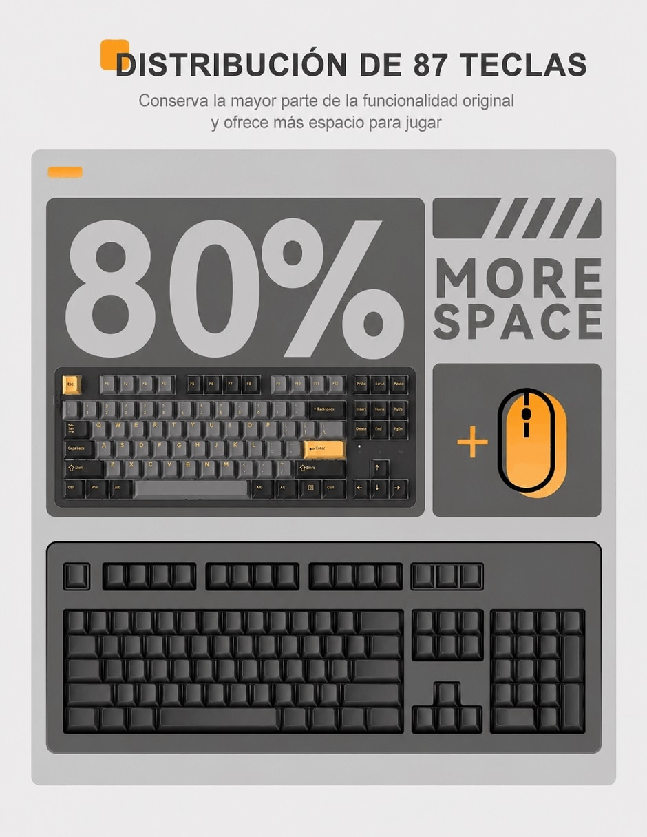 Teclado gamer Bluetooth ASERTY español con interruptor táctiles (Brown Clear) 8
