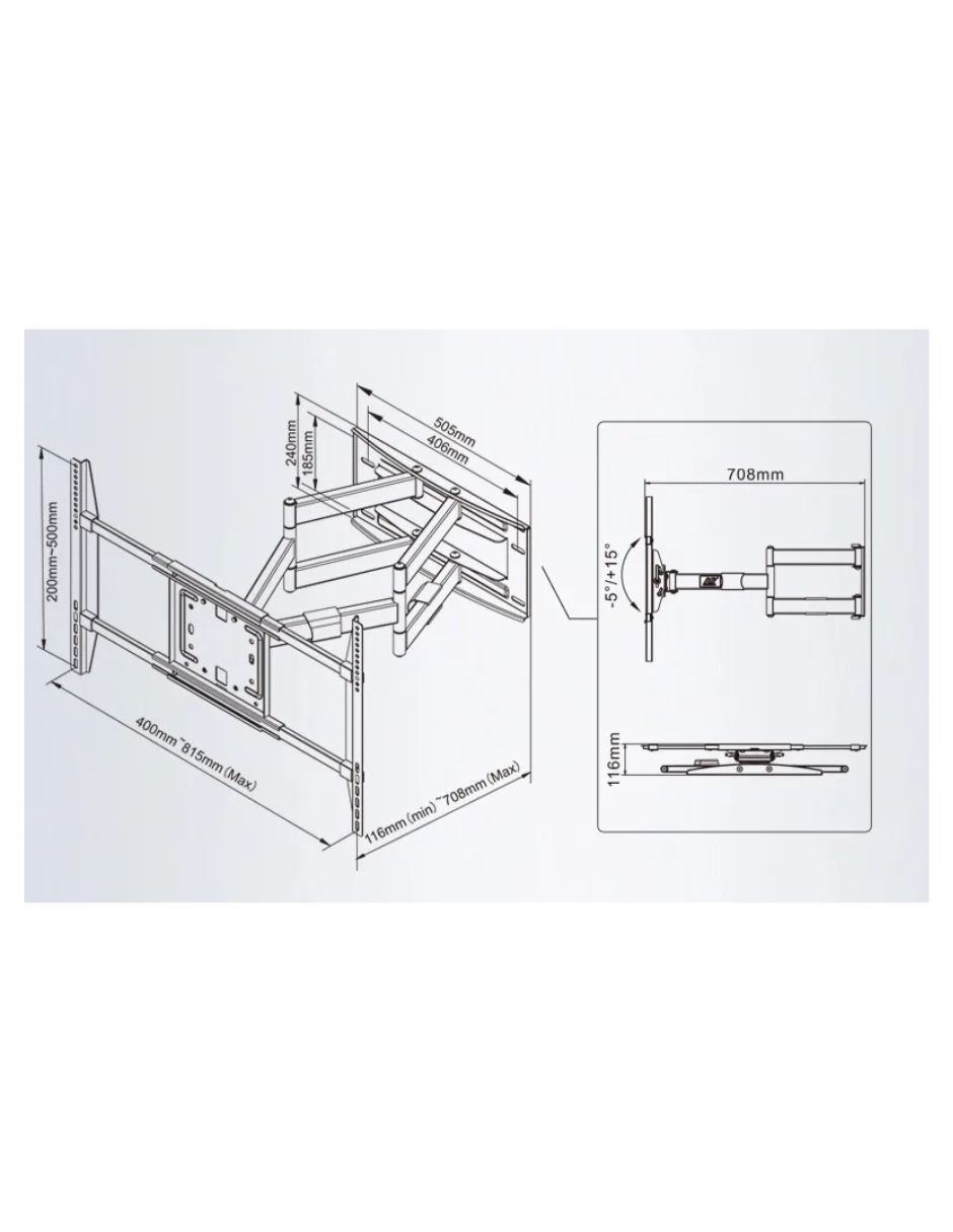 Soporte de pared North Bayou para pantalla Articulado 75 - 110 pulgadas