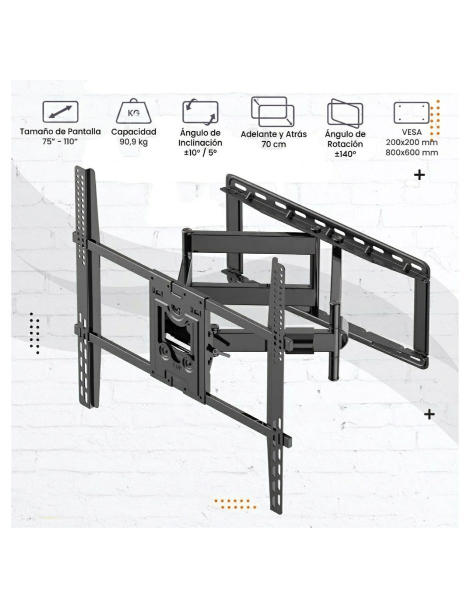 Soporte de pared North Bayou para pantalla Articulado 75 - 110 pulgadas