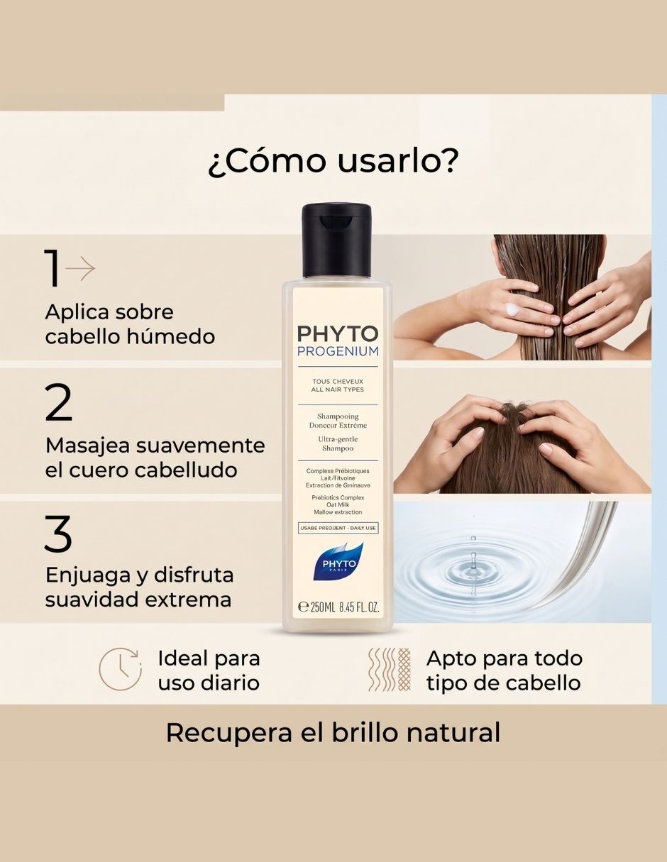 Shampoo hidratante todo tipo de cabello Paris Phyto 250 ml