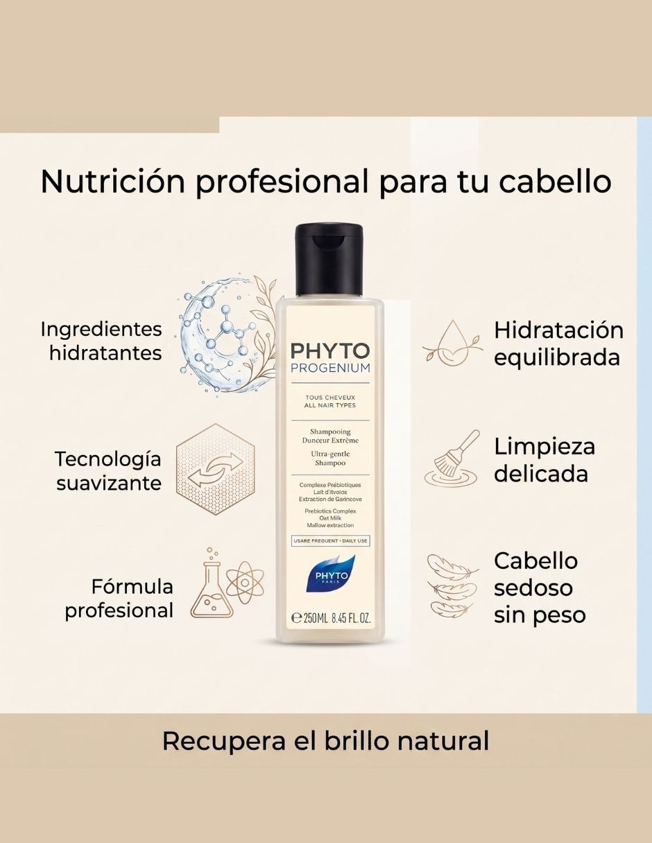 Shampoo hidratante todo tipo de cabello Paris Phyto 250 ml