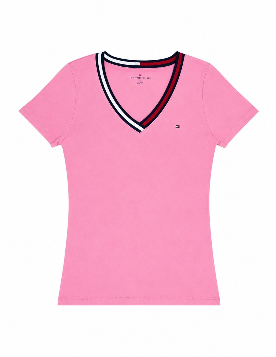 Playera manga corta cuello v para mujer 4