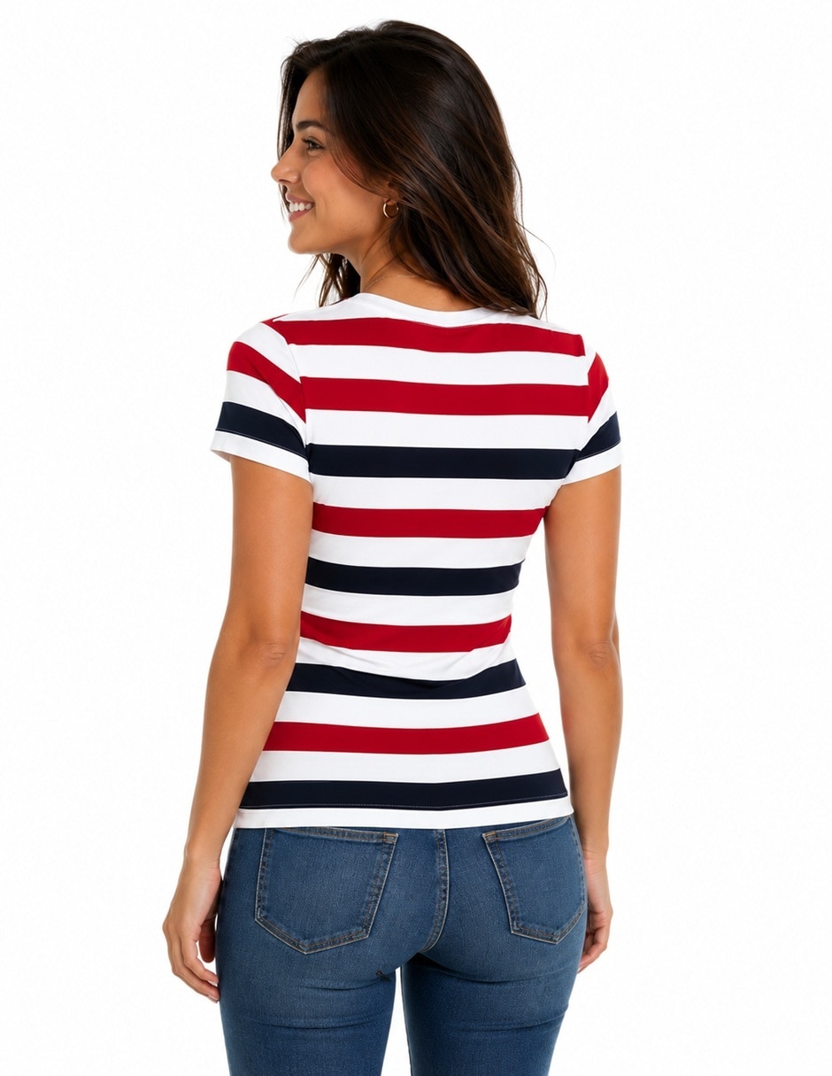Playera manga corta cuello v para mujer 5