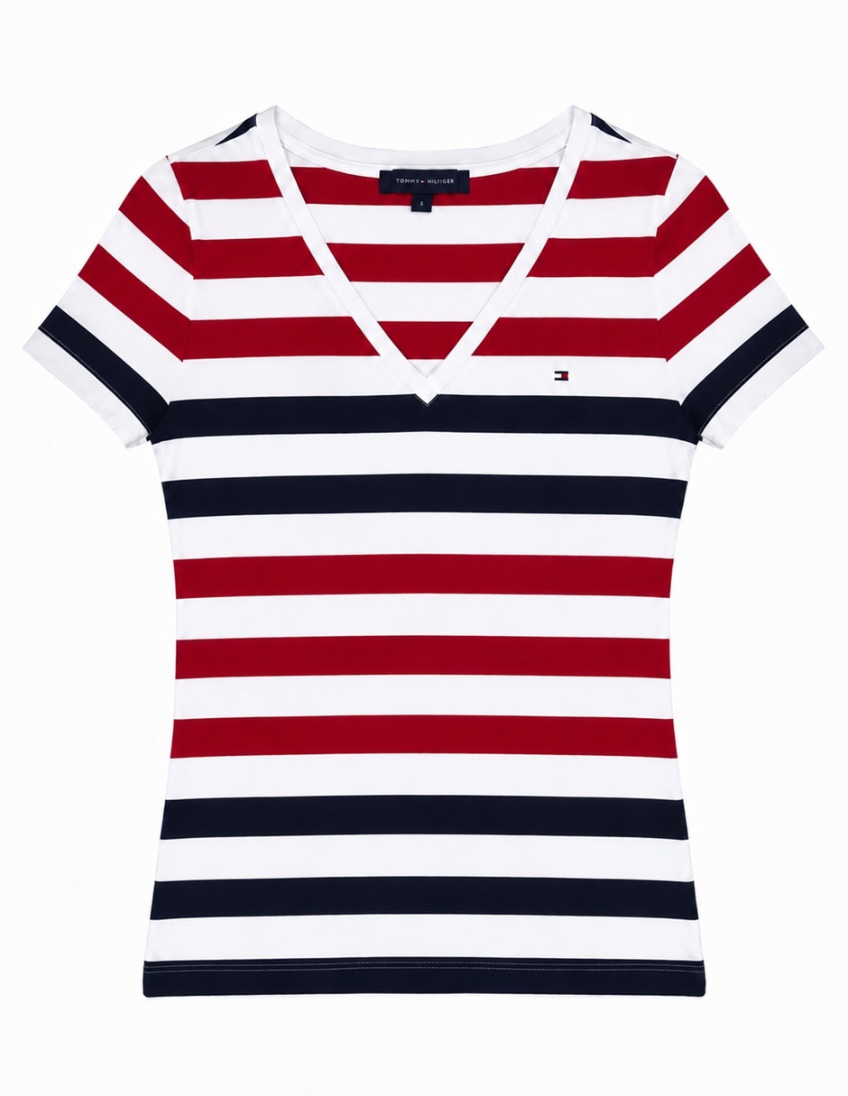 Playera manga corta cuello v para mujer 6