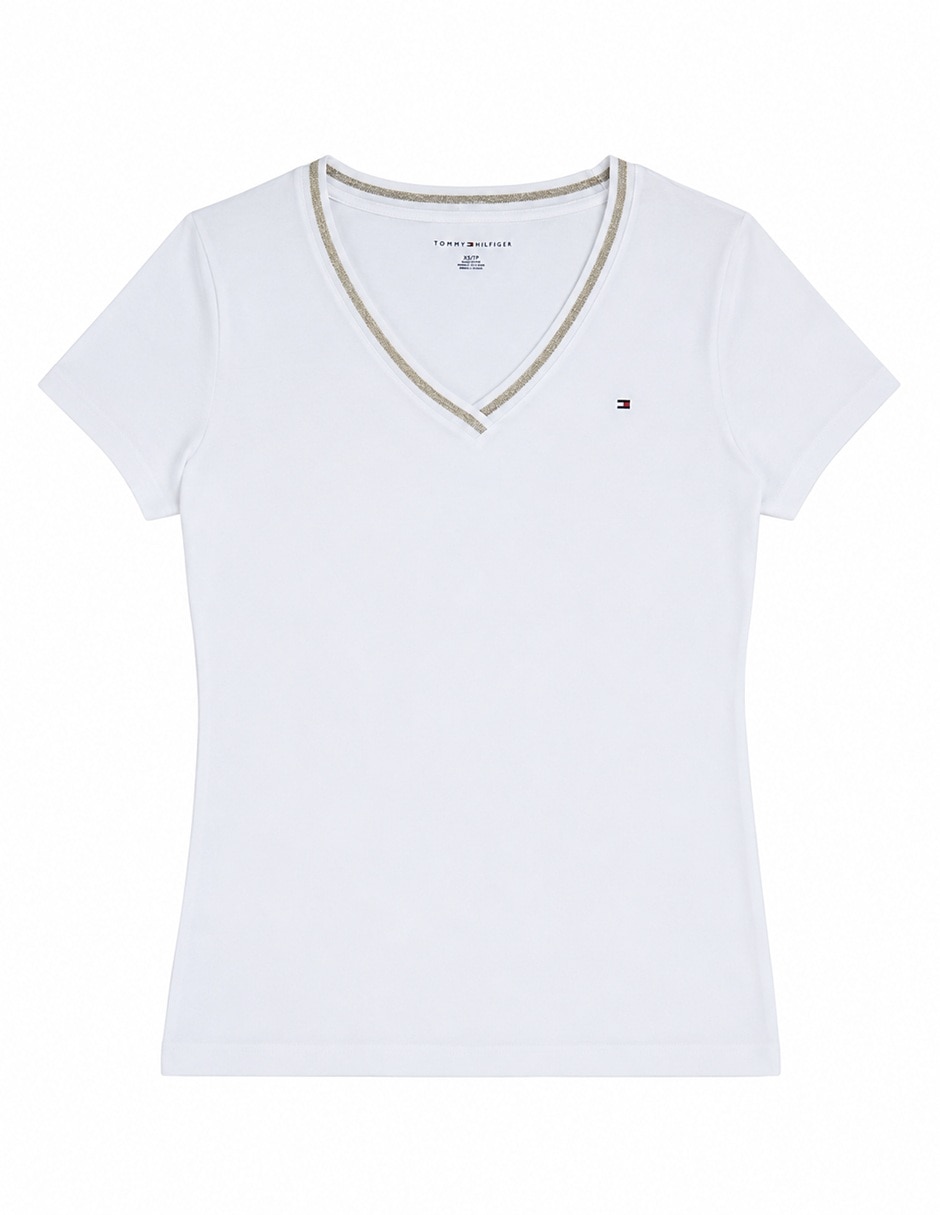 Playera manga corta cuello v para mujer 6