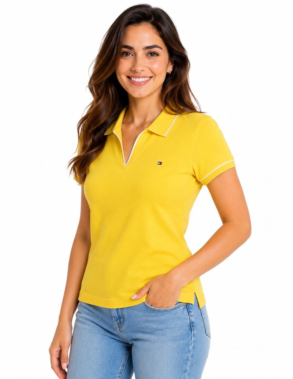 Playera manga corta tommy hilfiger cuello polo para mujer