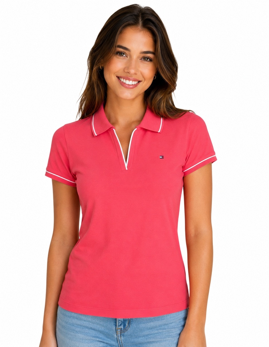 Playera manga corta cuello polo para mujer 1