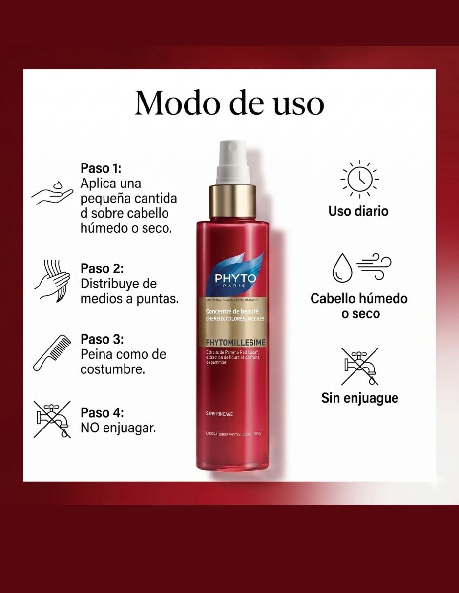 Crema capilar para cabello teñido Paris Leave In Phyto para antifrizz