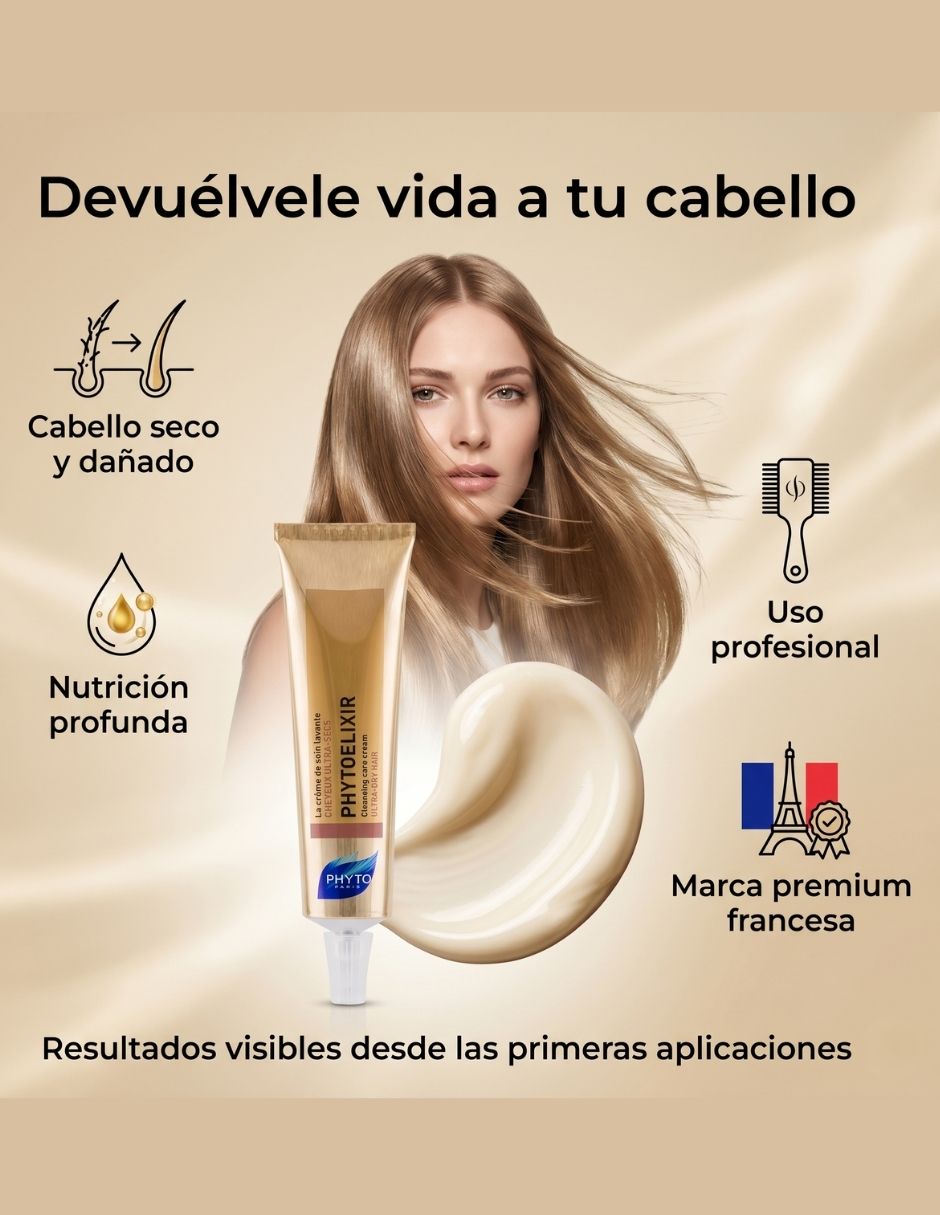 Crema capilar para cabello seco Paris nutritiva Phyto para revitalizar