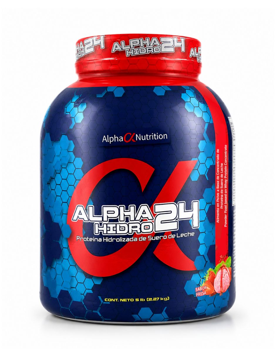 Alpha Hidro 24 con proteína de suero de leche sabor fresa de 2.27 kg