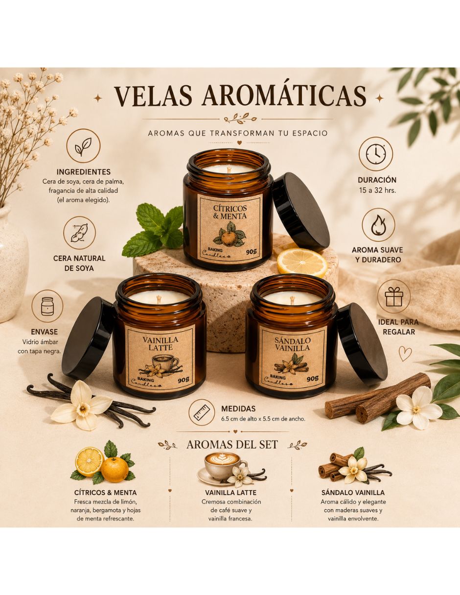 Set de velas aromáticas Genérico 3 piezas 5