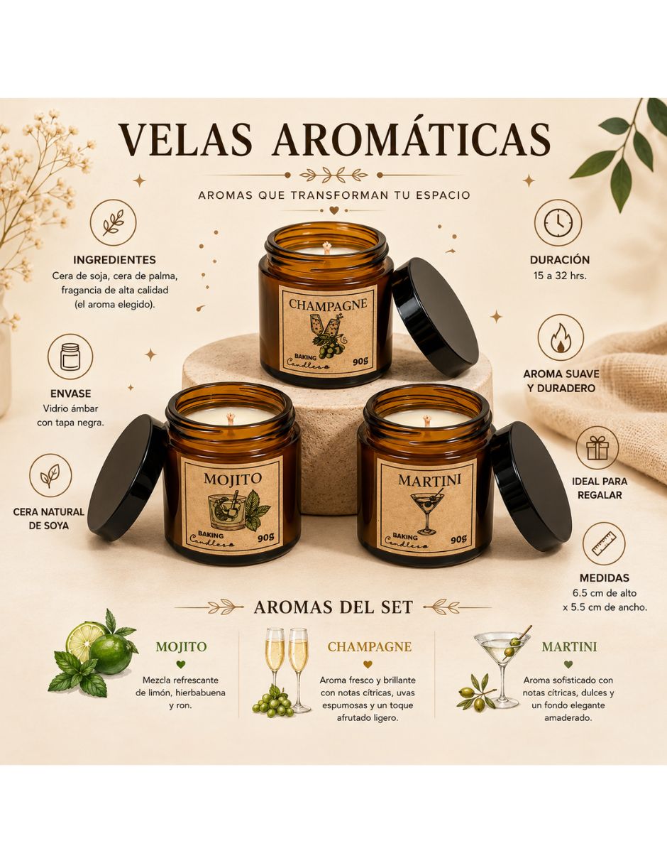 Set de velas aromáticas Genérico 3 piezas 2