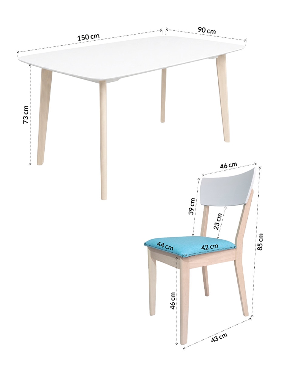 Comedor Wiki para 6 personas de madera 12