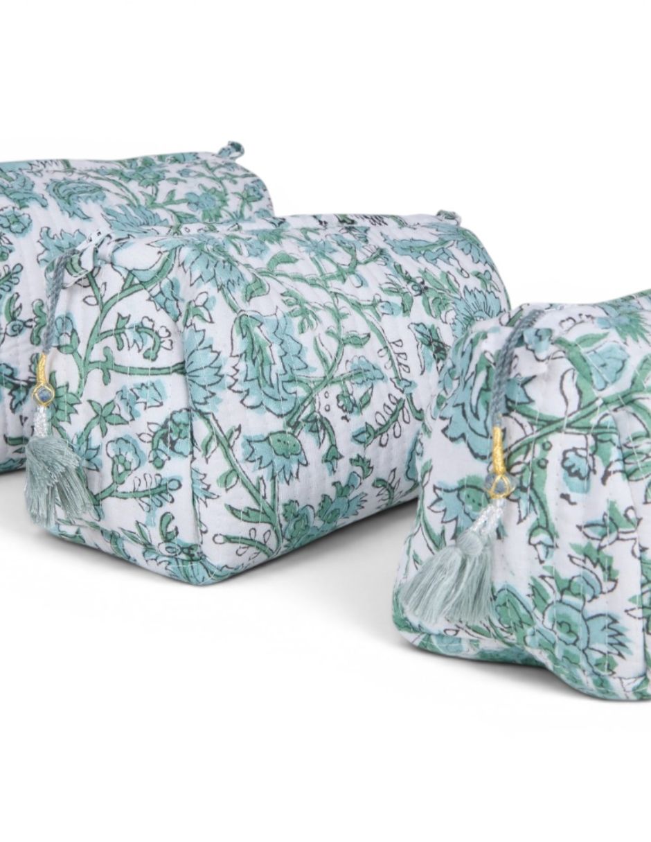 Set cosmetiquera de algodón 3 piezas para mujer
