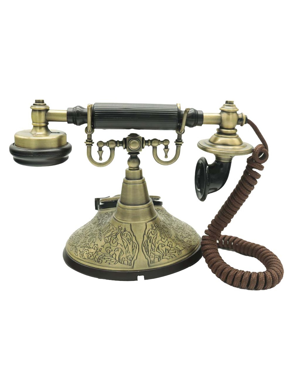 Teléfono 1 auricular Generica Vintage Color Dorado de disco base redonda