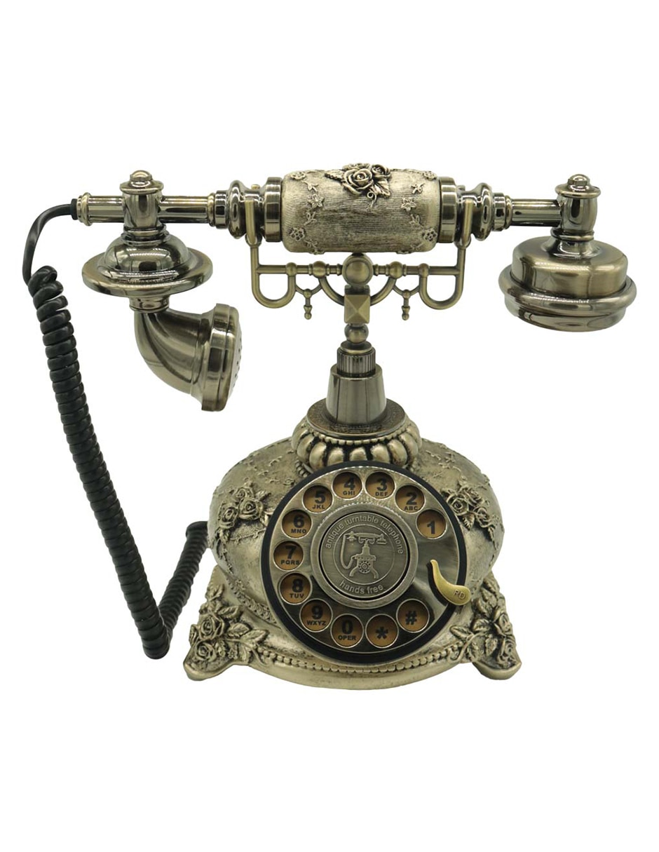Teléfono 1 auricular Generica Vintage Color Plateado de disco base 3 Patas
