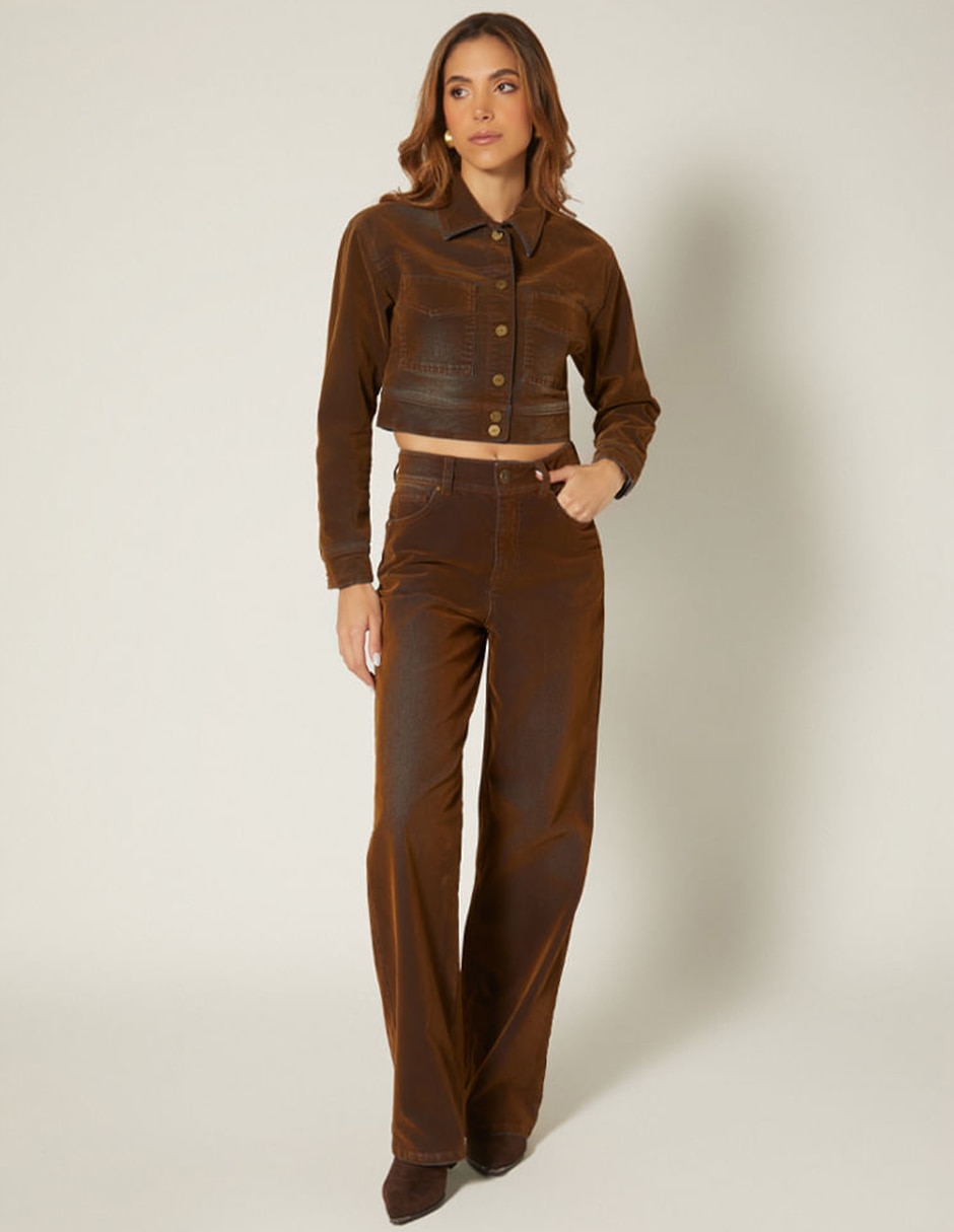Chamarra studio f velvet chocolate para mujer
