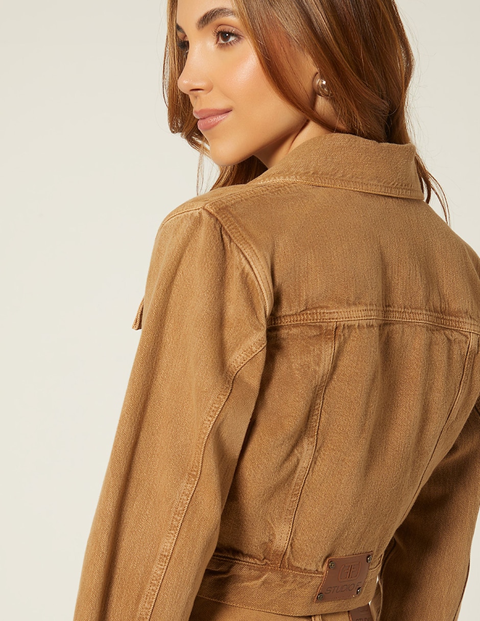 Chamarra casual studio f seams moka de algodón para mujer