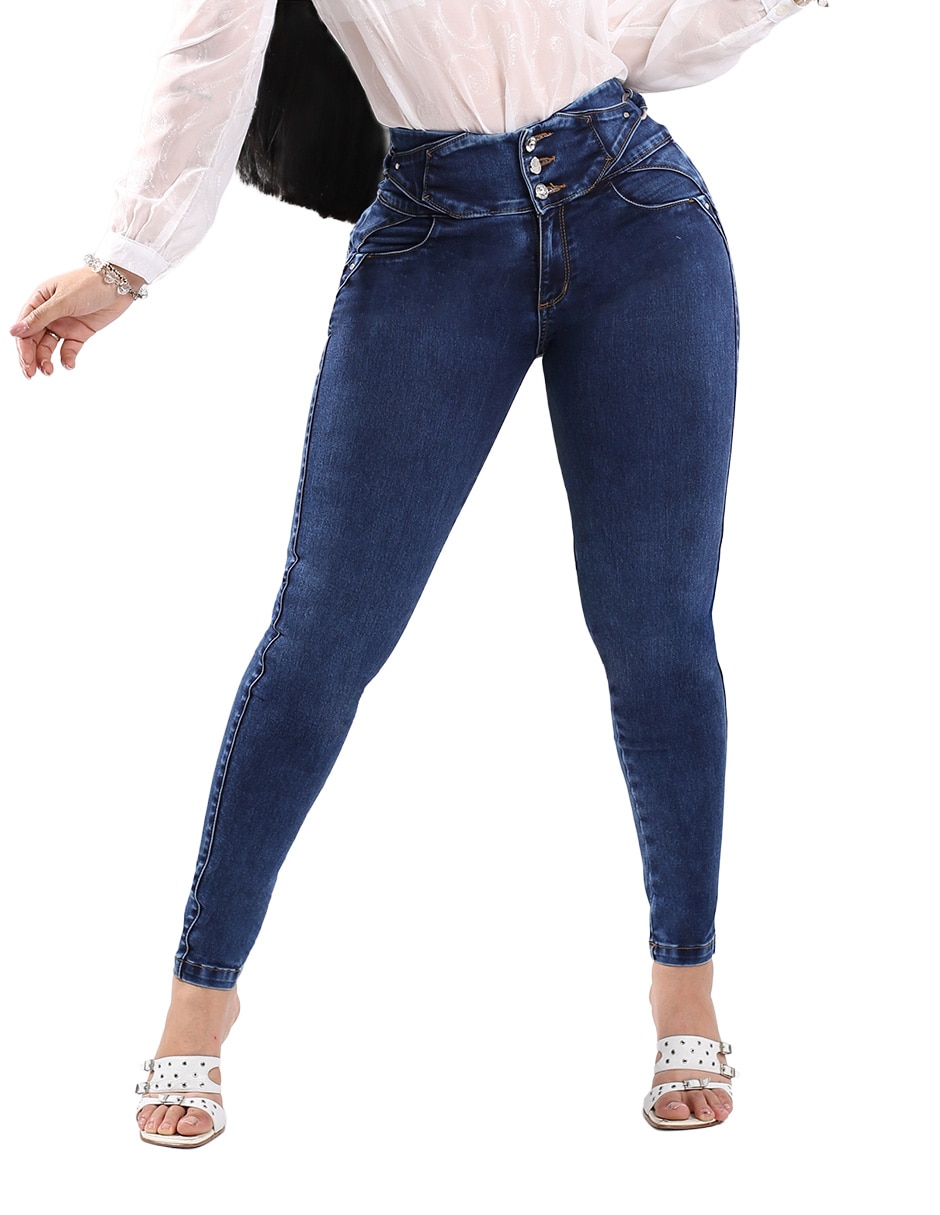 Jeans regular super skinny media cintura para mujer Jeans regular super skinny media cintura para mujer