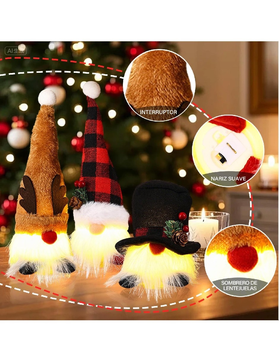 Set de figura decorativa de gnomo navidad Genérica de tela