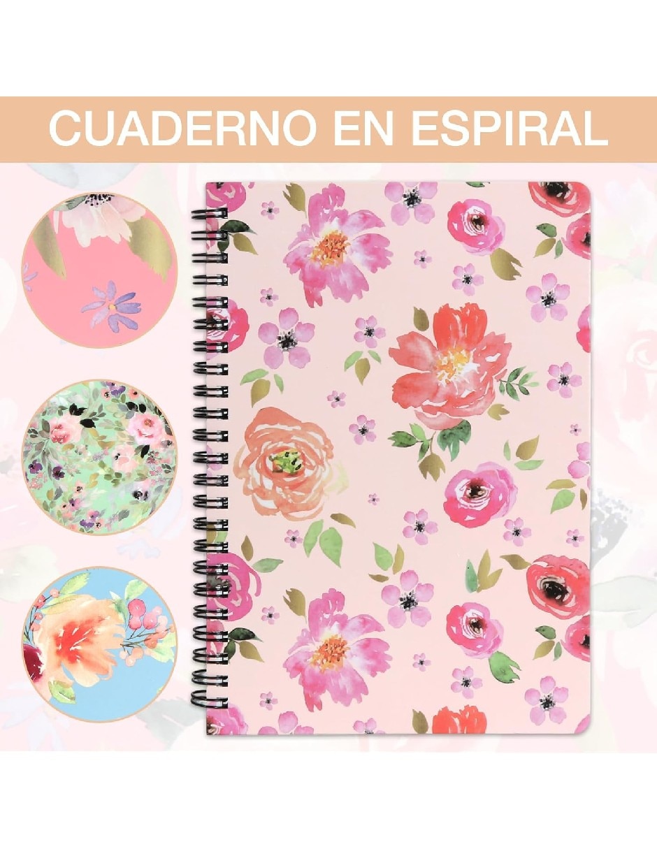 Set libreta Genérica flora rayas