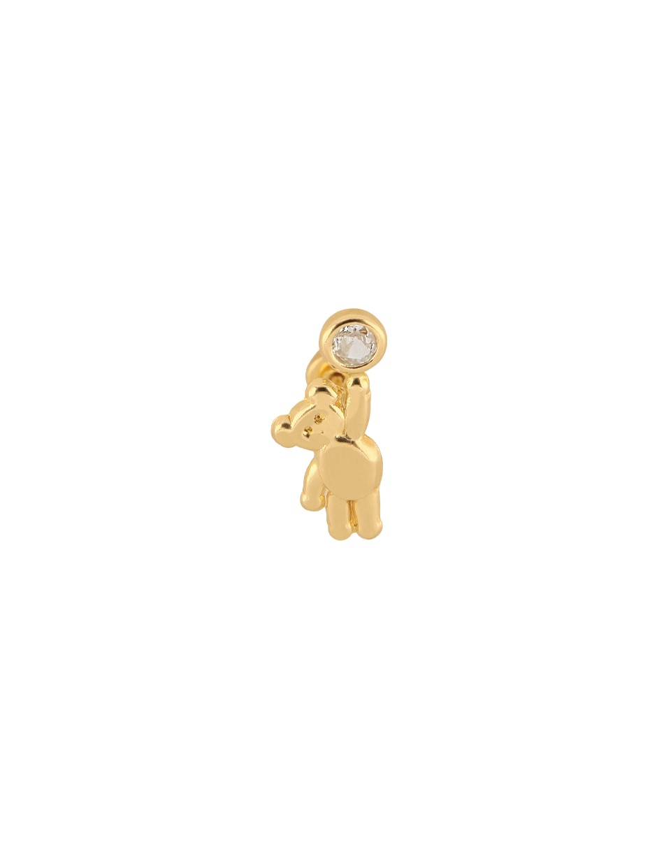 Broqueles de oso Dinasti de oro amarillo 10 k con acabado liso zirconia