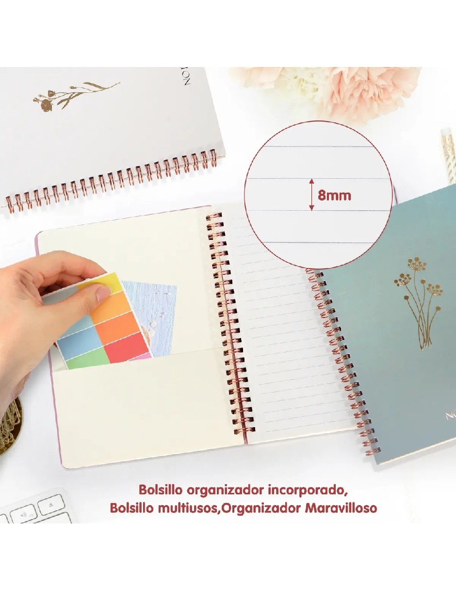 Set libreta Genérica flor a rayas