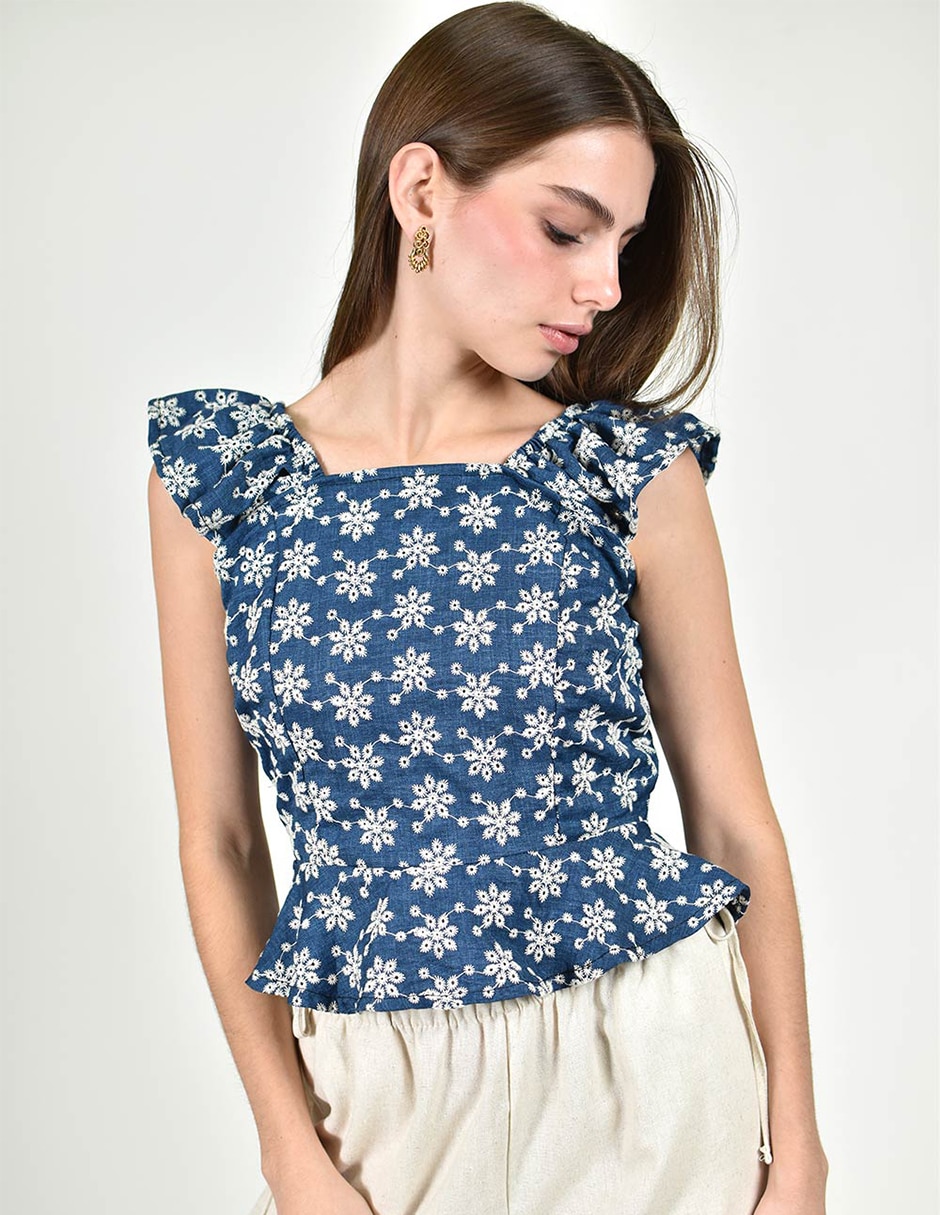 Blusa roman fashion manga corta para mujer