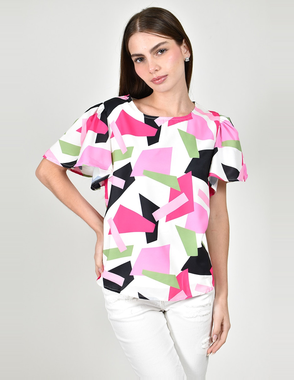 Blusa roman fashion manga corta para mujer