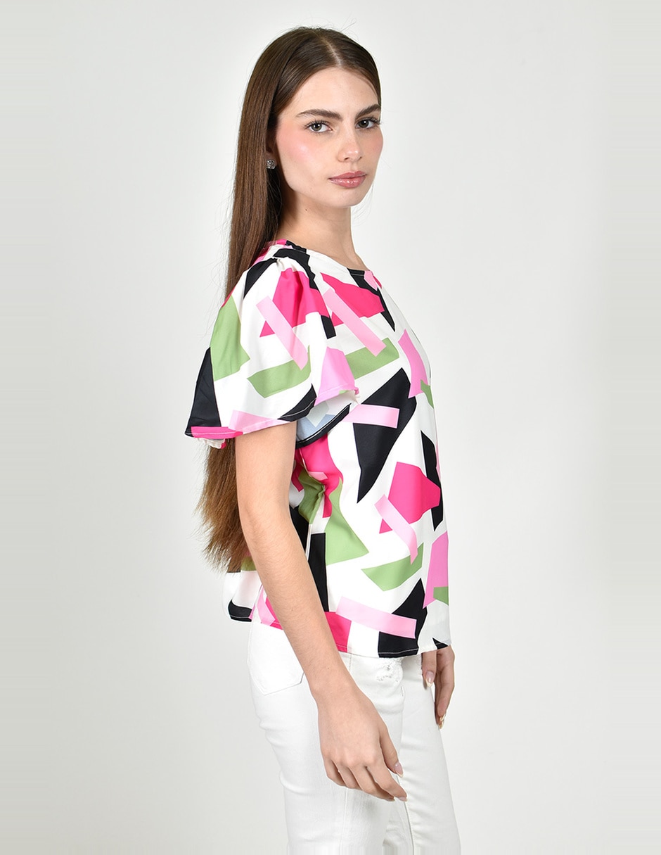 Blusa roman fashion manga corta para mujer