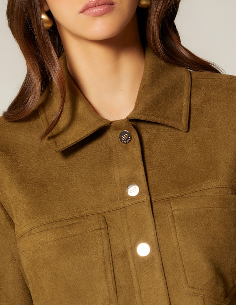 Chamarra casual studio f winter suede para mujer