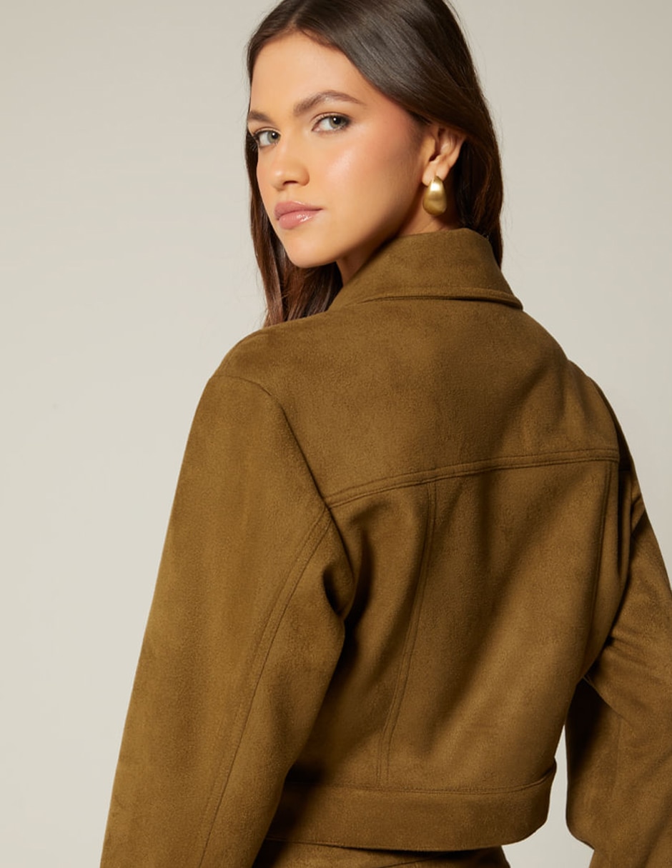 Chamarra casual studio f winter suede para mujer
