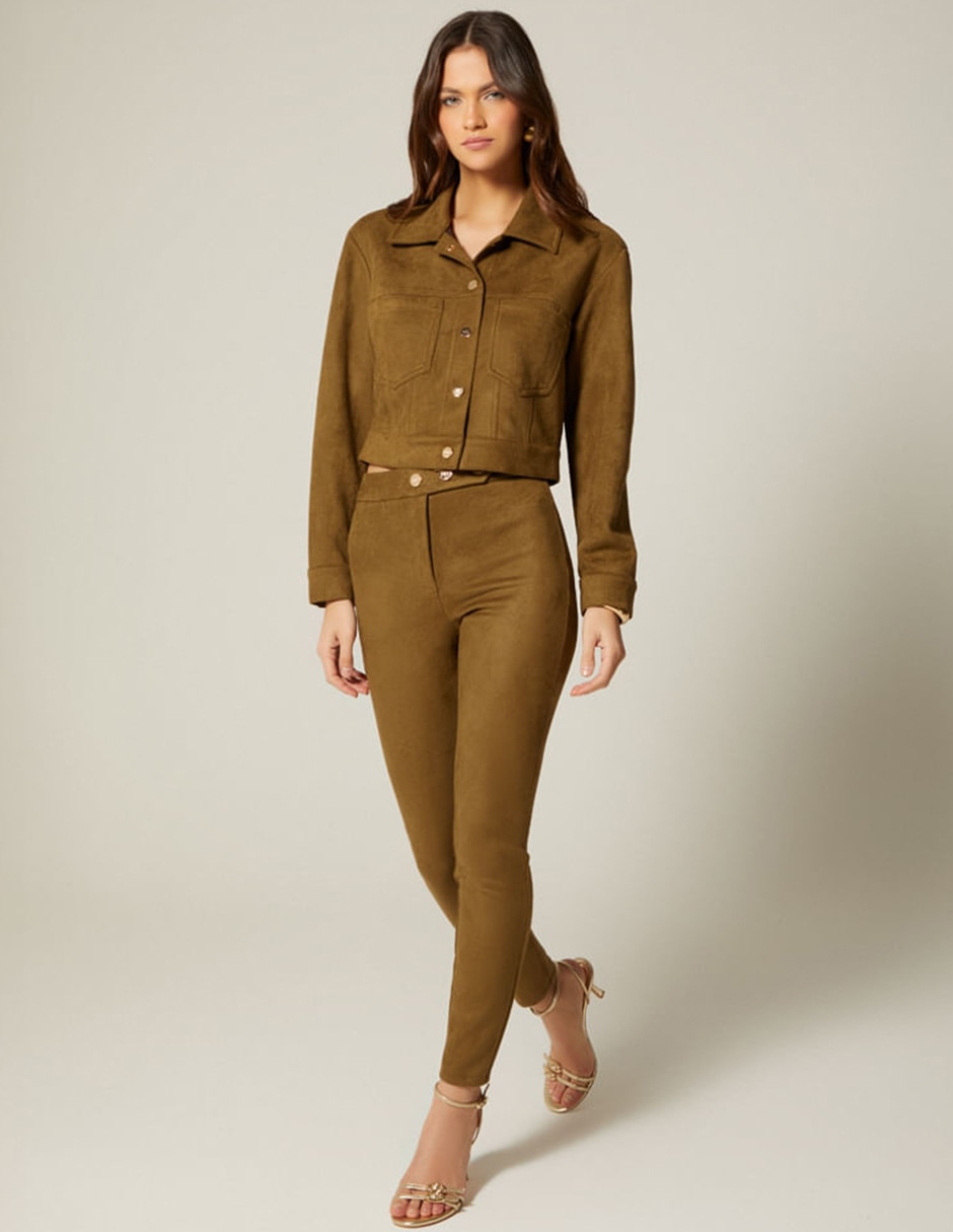 Chamarra casual studio f winter suede para mujer