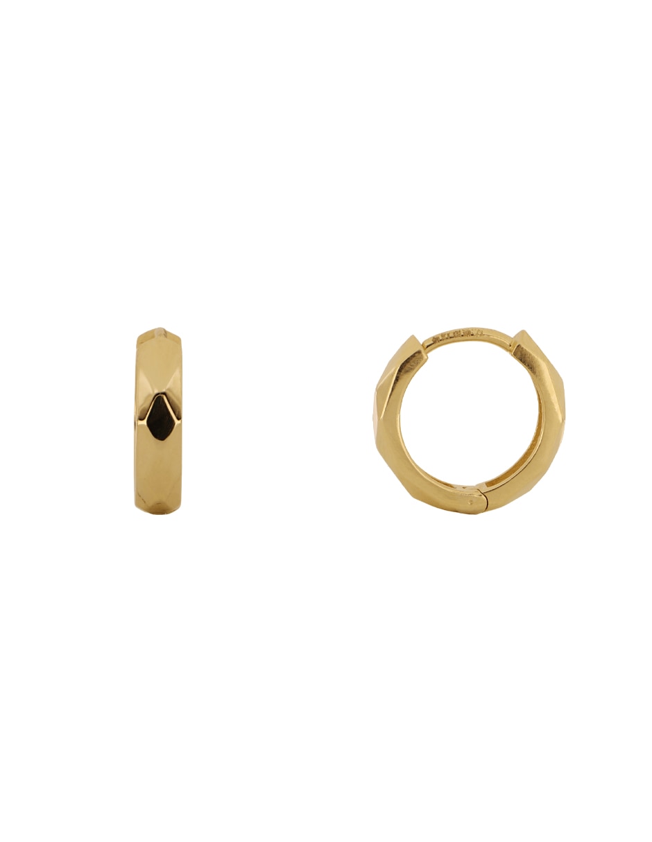 Aretes huggies de oro amarillo 10 k con acabado diamantado Aretes huggies de oro amarillo 10 k con acabado diamantado