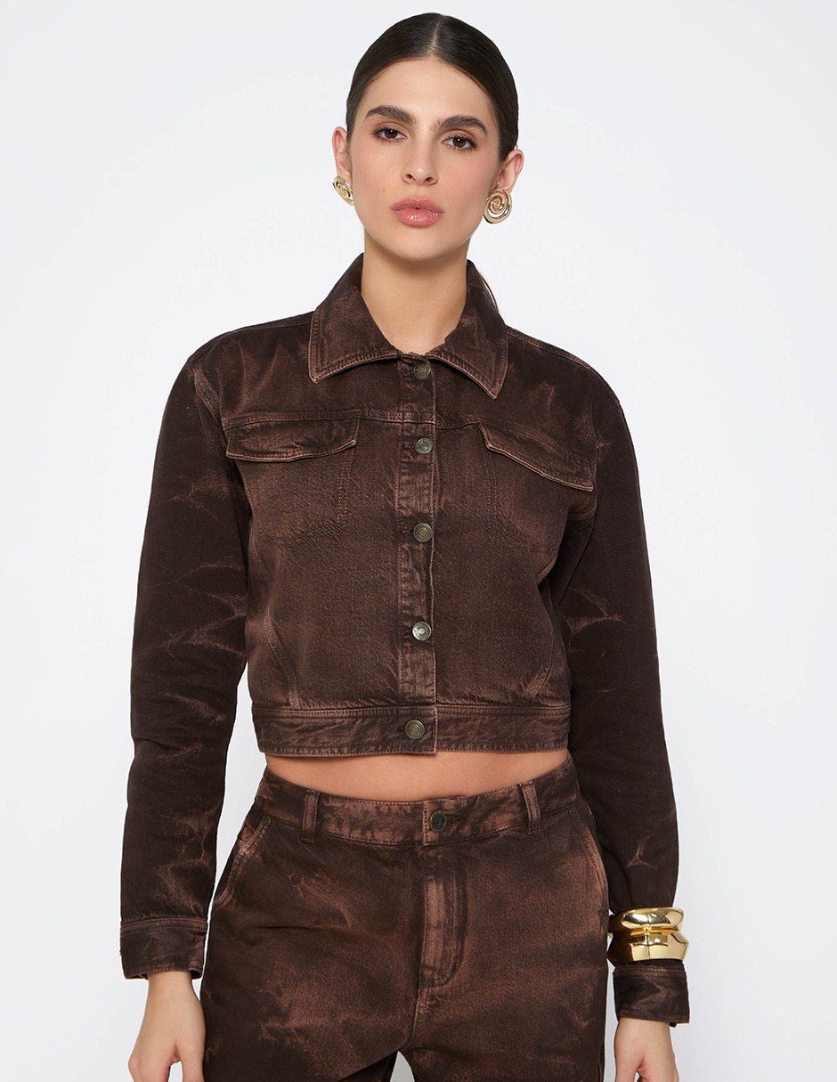 Chamarra cazadora studio f sahara color de algodón para mujer
