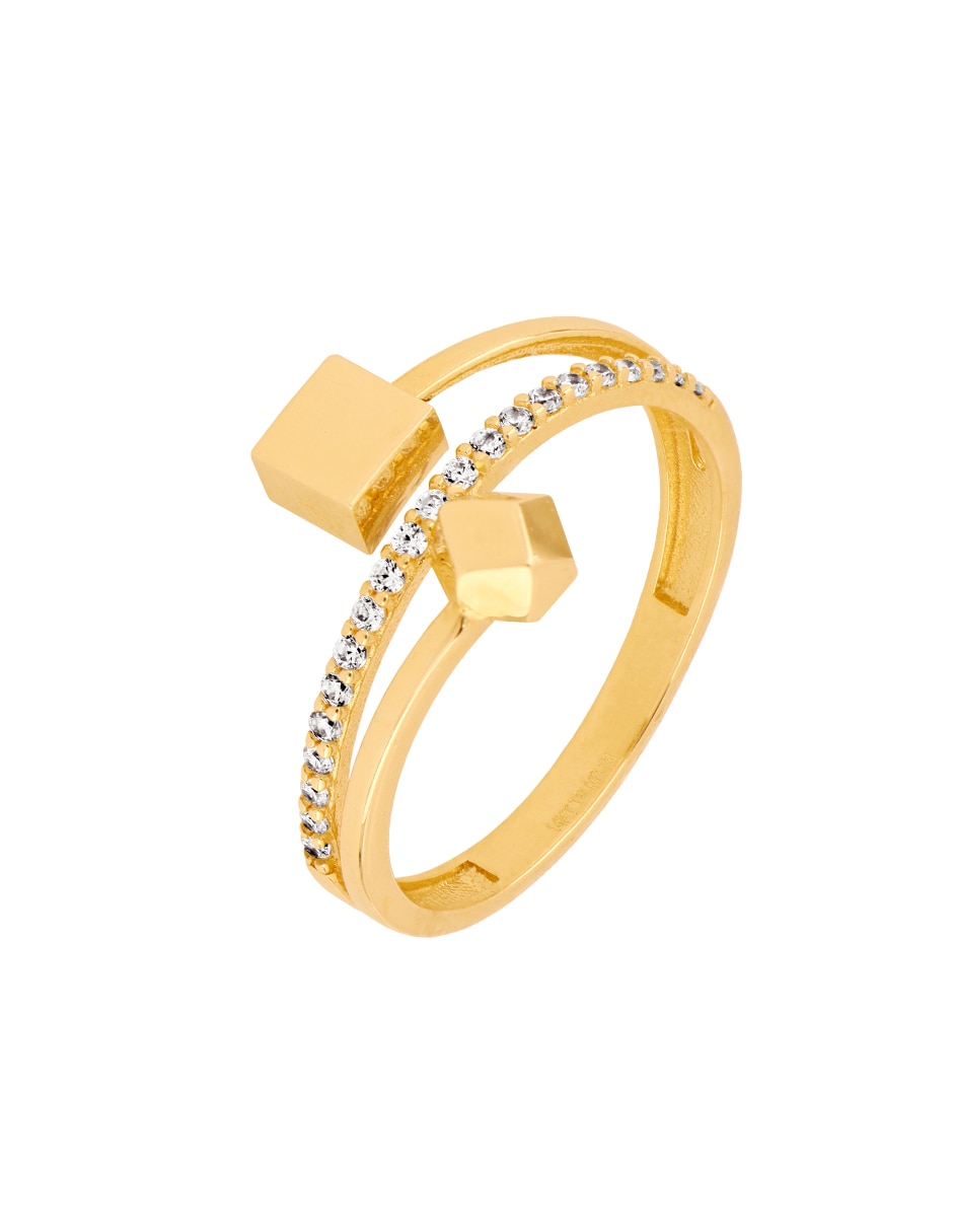 Anillo de asimétrica 14 k de oro amarillo zirconia 1