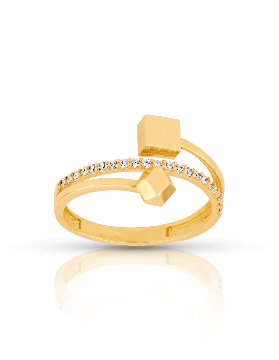 Anillo de asimétrica 14 k de oro amarillo zirconia 2