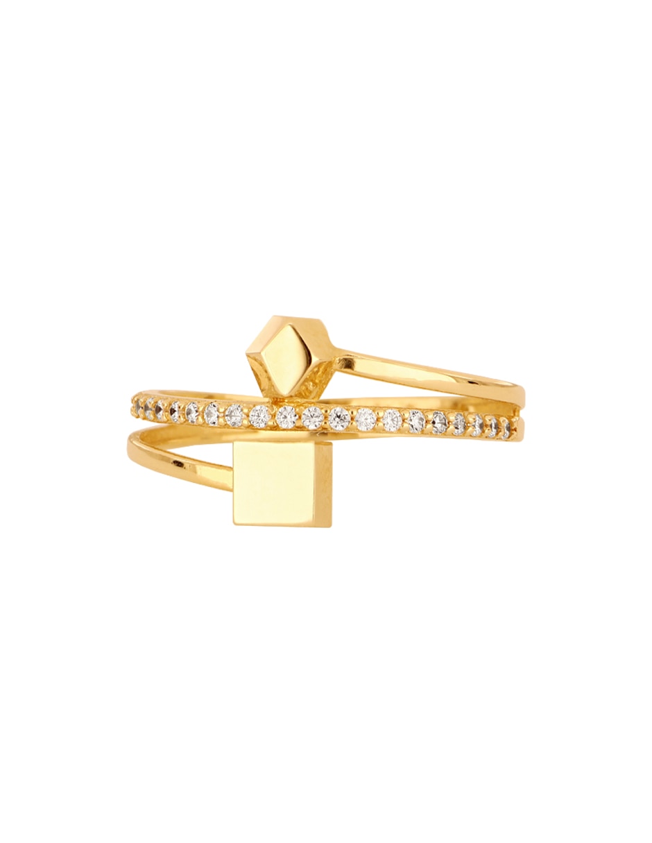 Anillo de asimétrica 14 k de oro amarillo zirconia 5