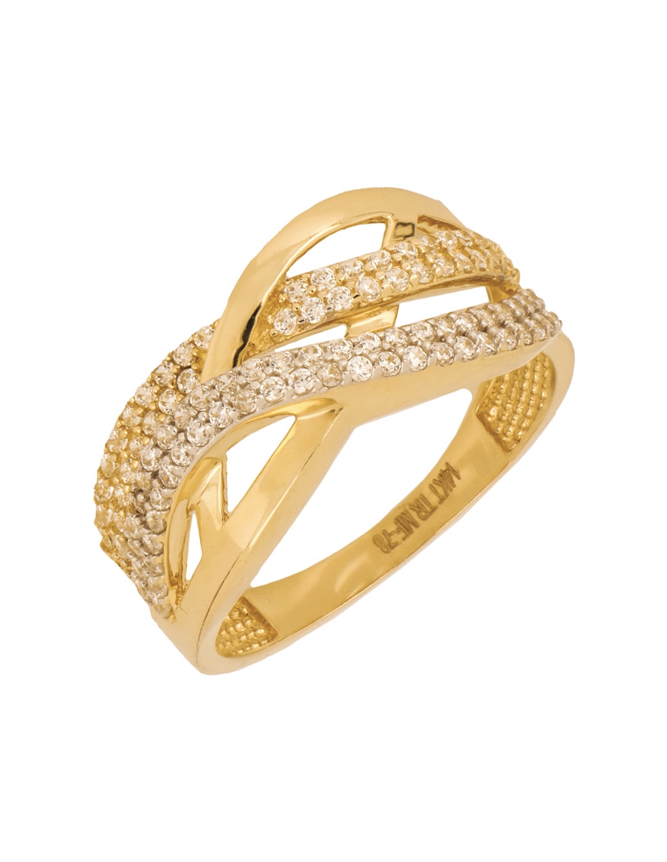 Anillo de asimétrica 14 k de oro amarillo zirconia Anillo de asimétrica 14 k de oro amarillo zirconia