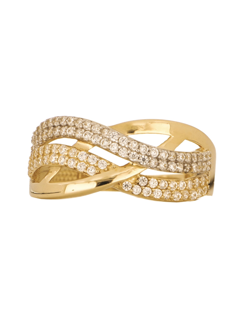 Anillo de asimétrica 14 k de oro amarillo zirconia 2