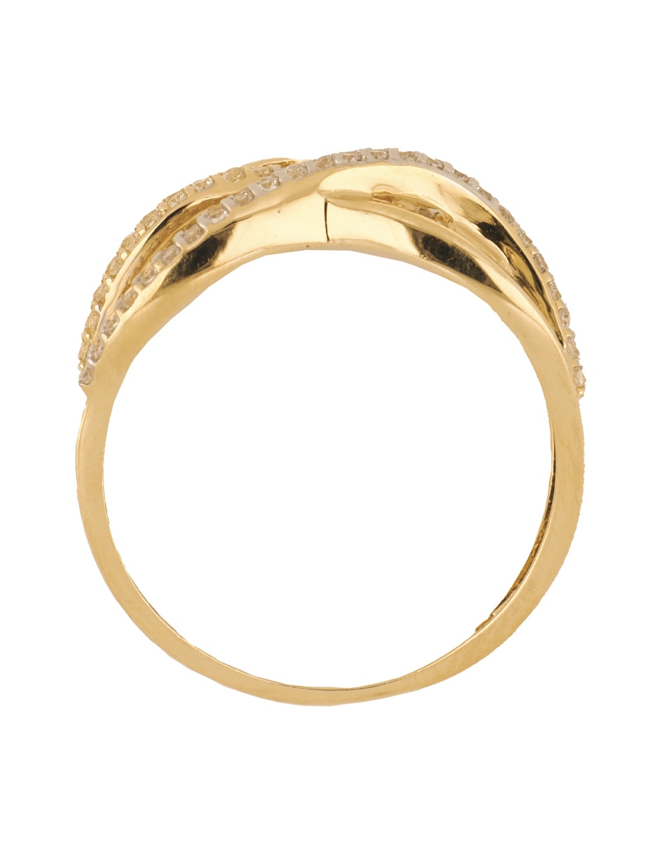 Anillo de asimétrica 14 k de oro amarillo zirconia 3