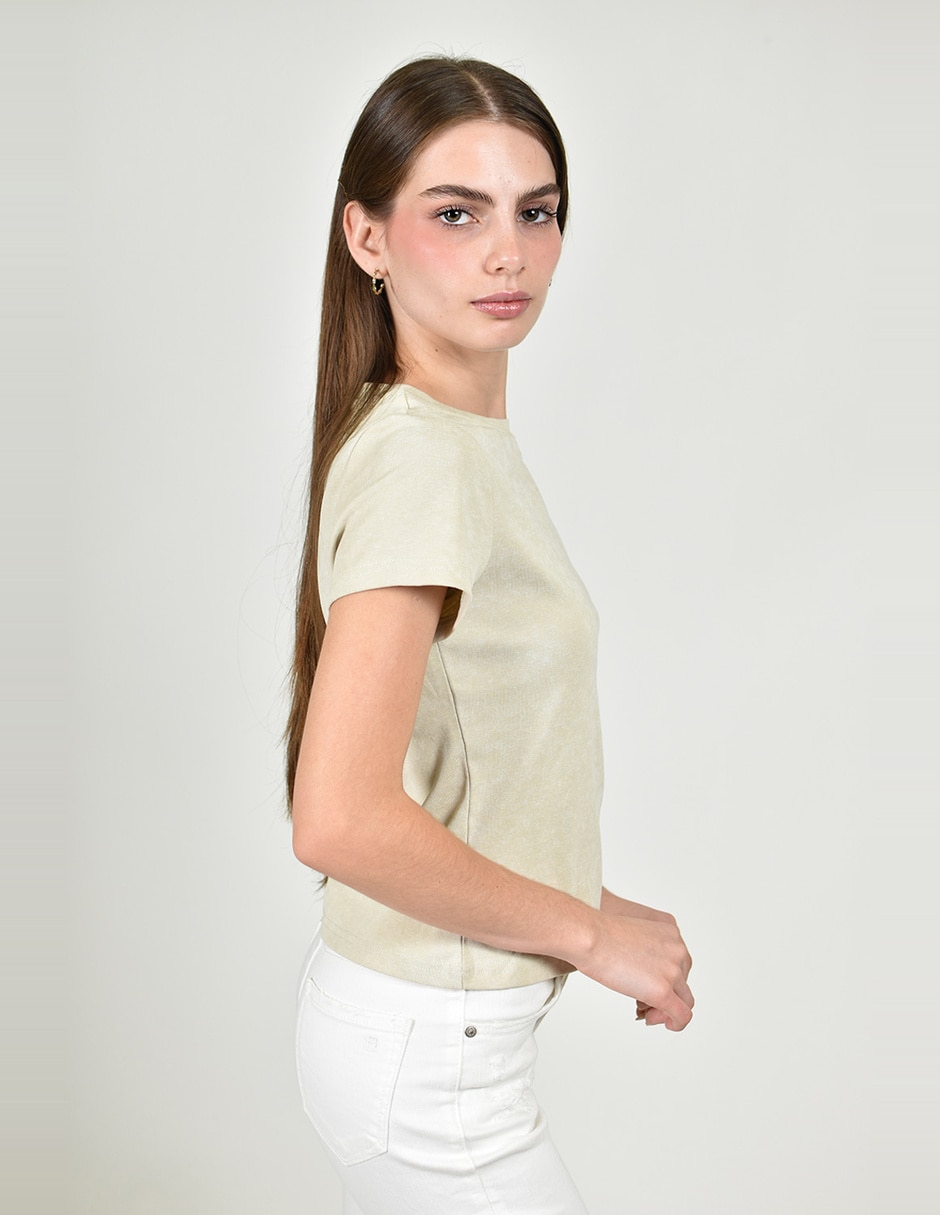 Playera manga corta roman fashion cuello redondo para mujer
