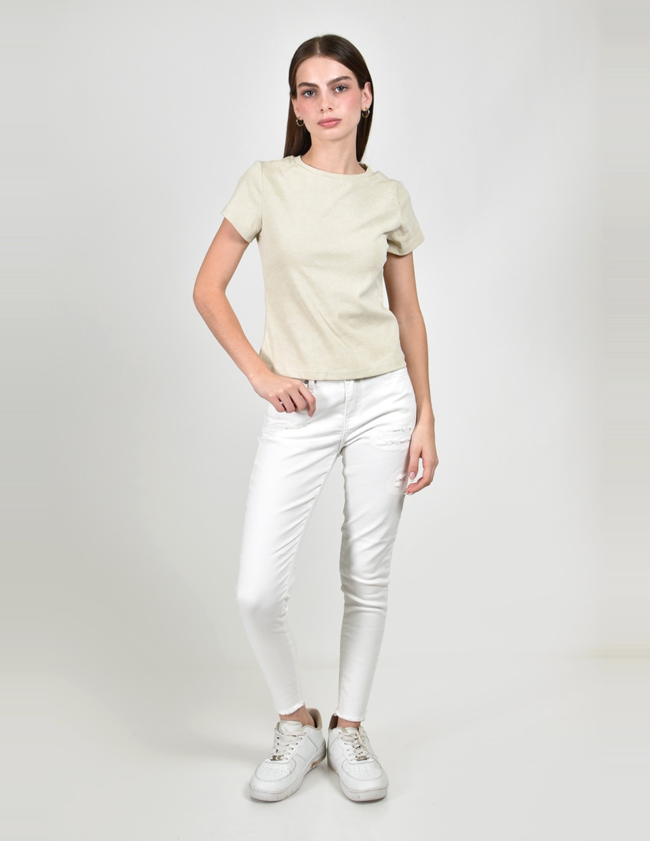 Playera manga corta roman fashion cuello redondo para mujer
