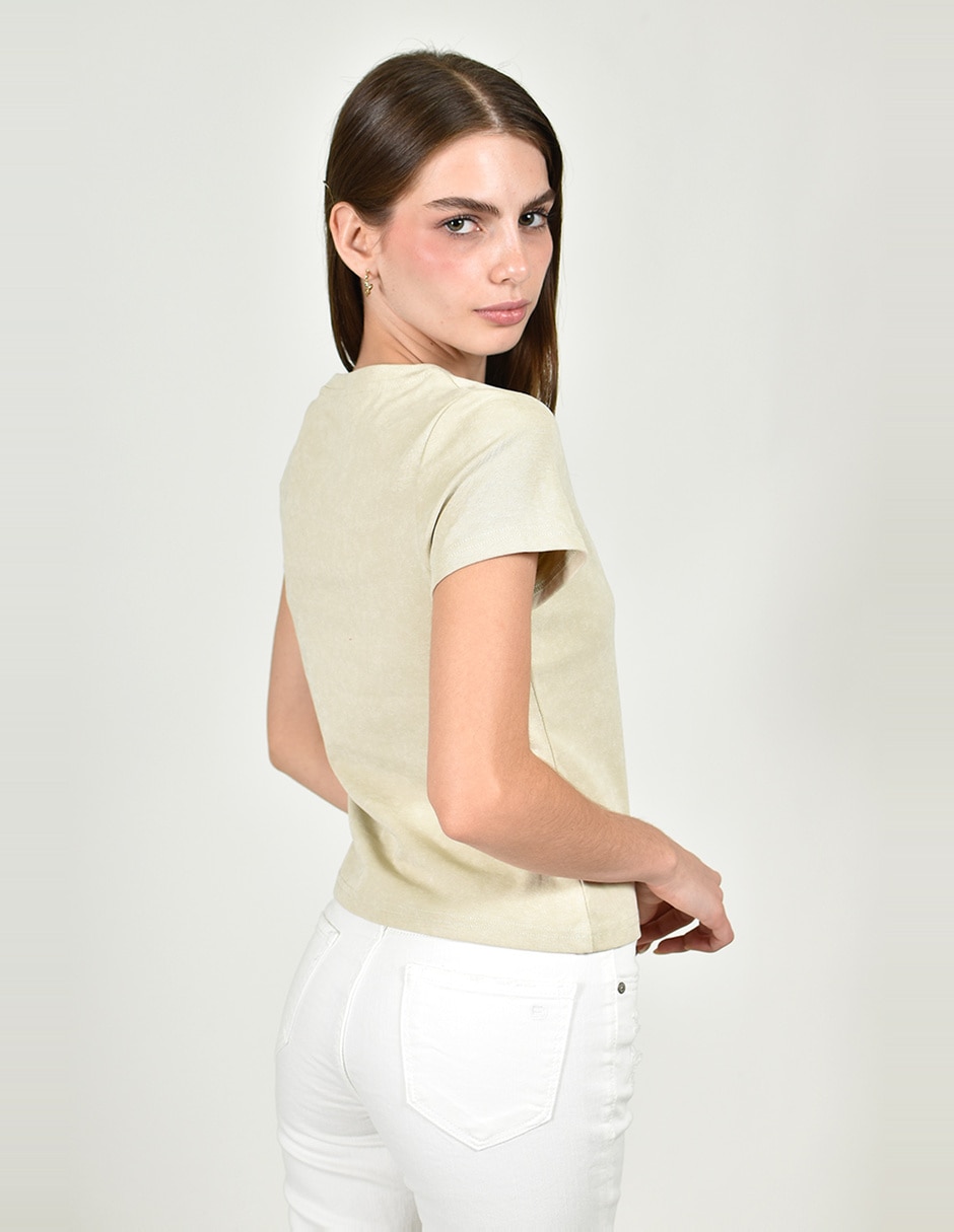 Playera manga corta roman fashion cuello redondo para mujer
