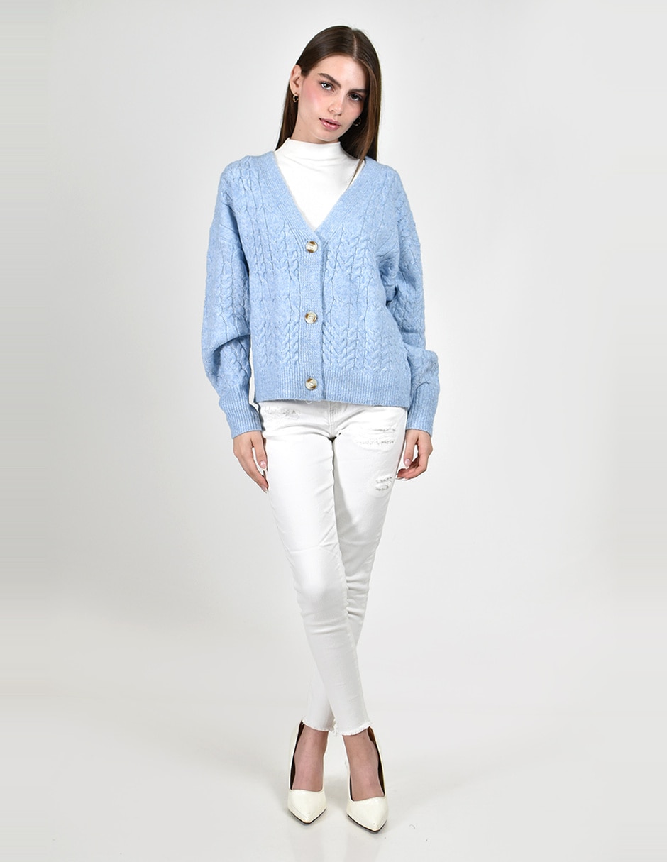 Suéter roman fashion cuello v para mujer
