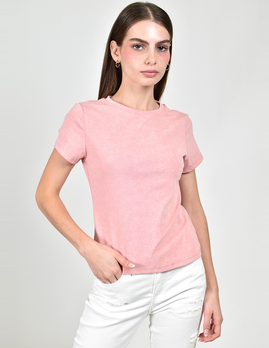 Playera manga corta roman fashion cuello redondo para mujer