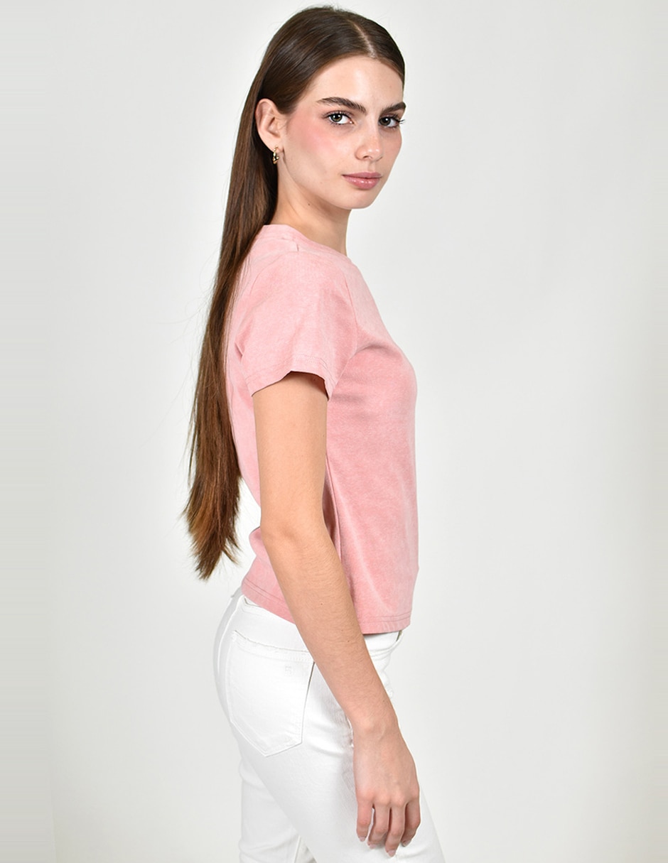 Playera manga corta roman fashion cuello redondo para mujer