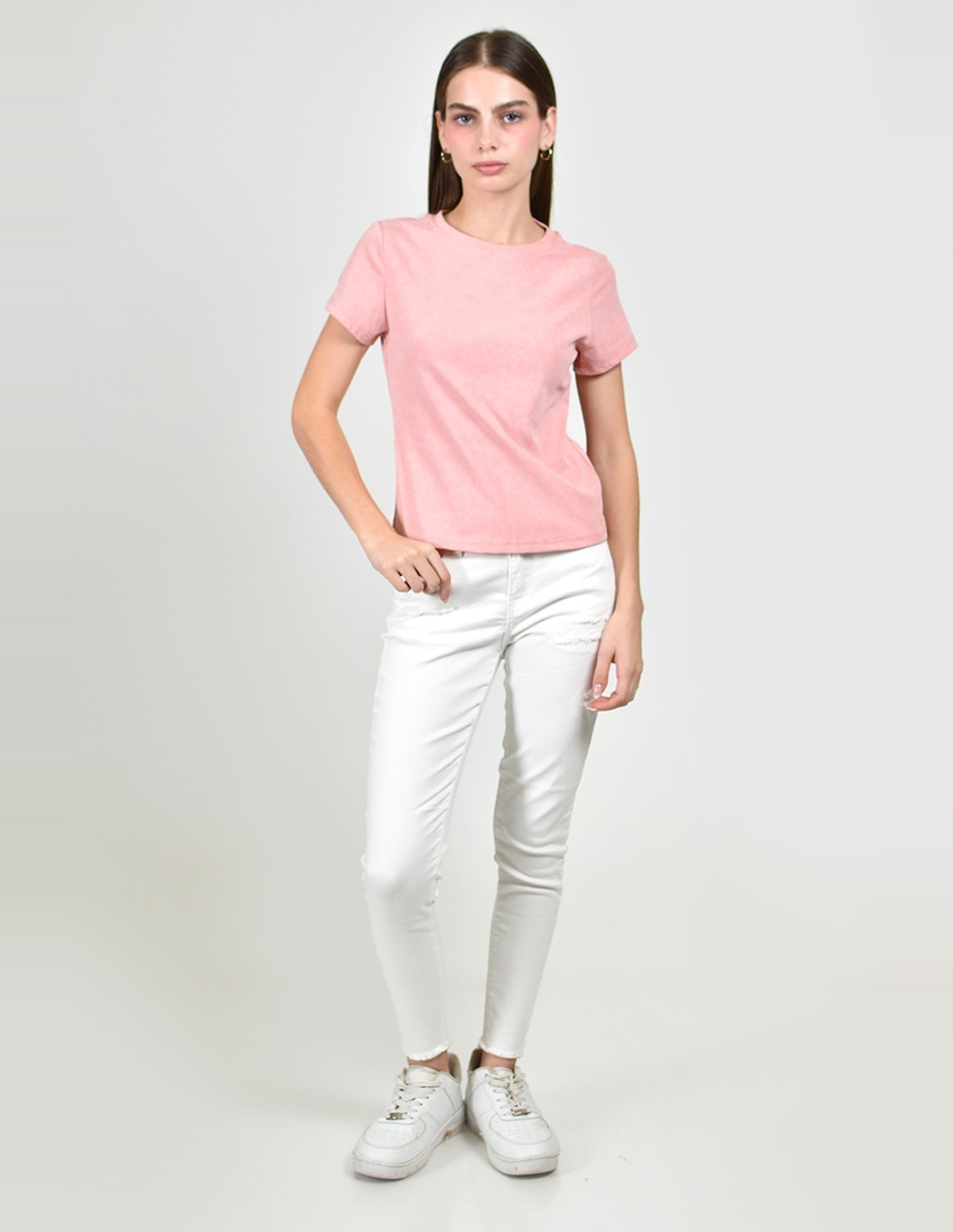 Playera manga corta roman fashion cuello redondo para mujer