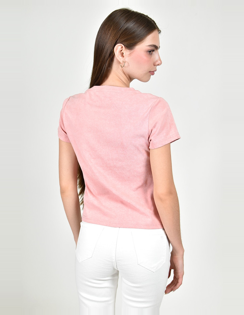 Playera manga corta roman fashion cuello redondo para mujer